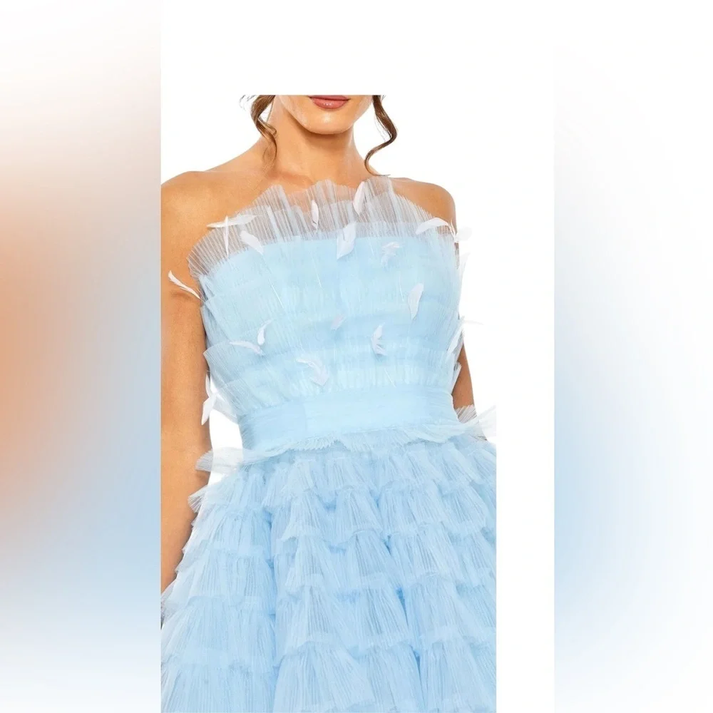 Mac Duggal Feathered Strapless Tulle Fit and Flare Prom/Homecoming Dress Sz 4 - Picture 10 of 14